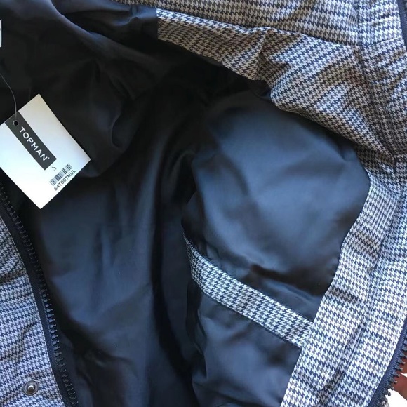 Topman Plaid Houndstooth Puffer Jacket NWT - Picture 4 of 7
